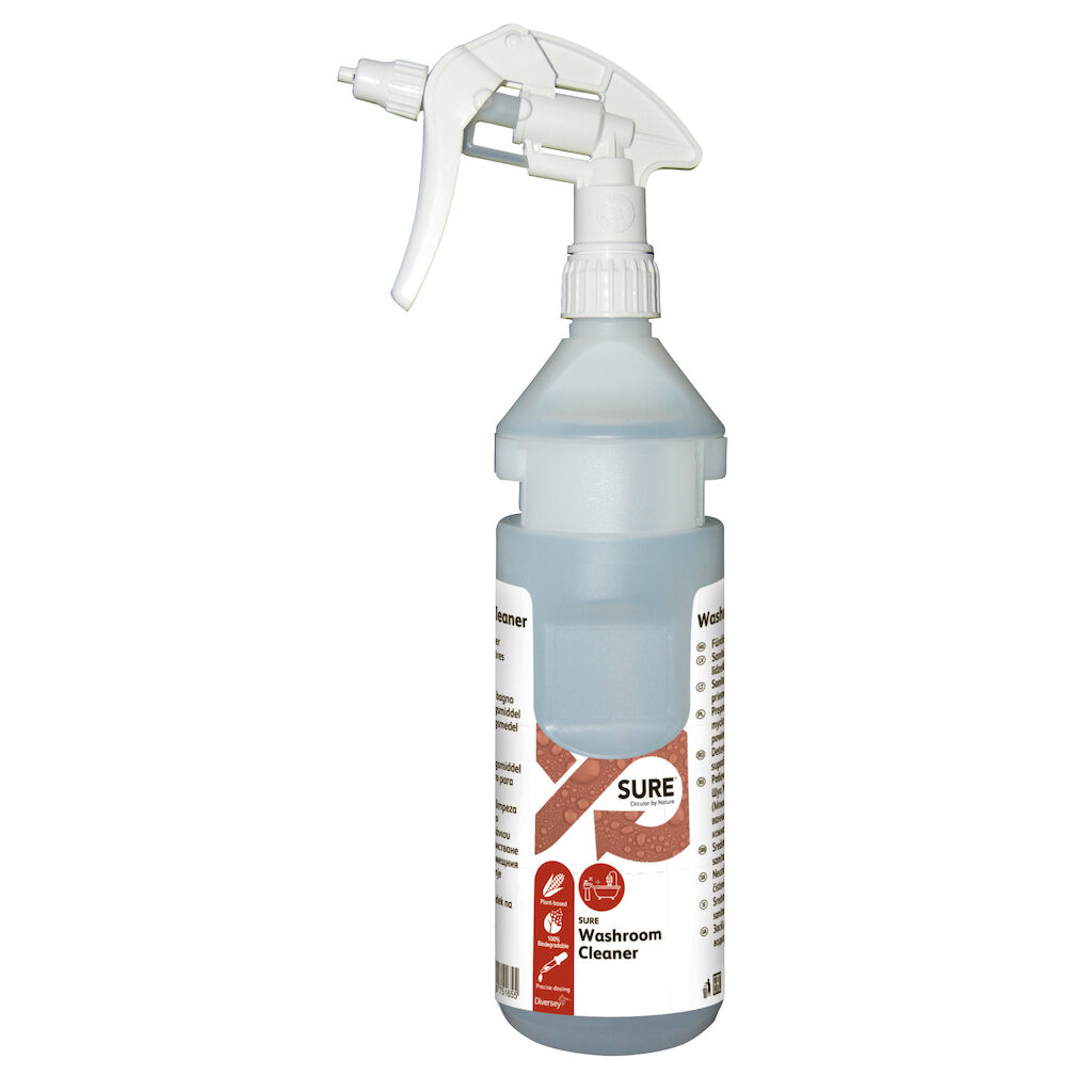 SURE Washroom Cleaner -Botellas vacías- 750ml 6x1unid - Kit botellas rellenables de 750ml de Sure limpiador baños para Divermite®/Diverflow®